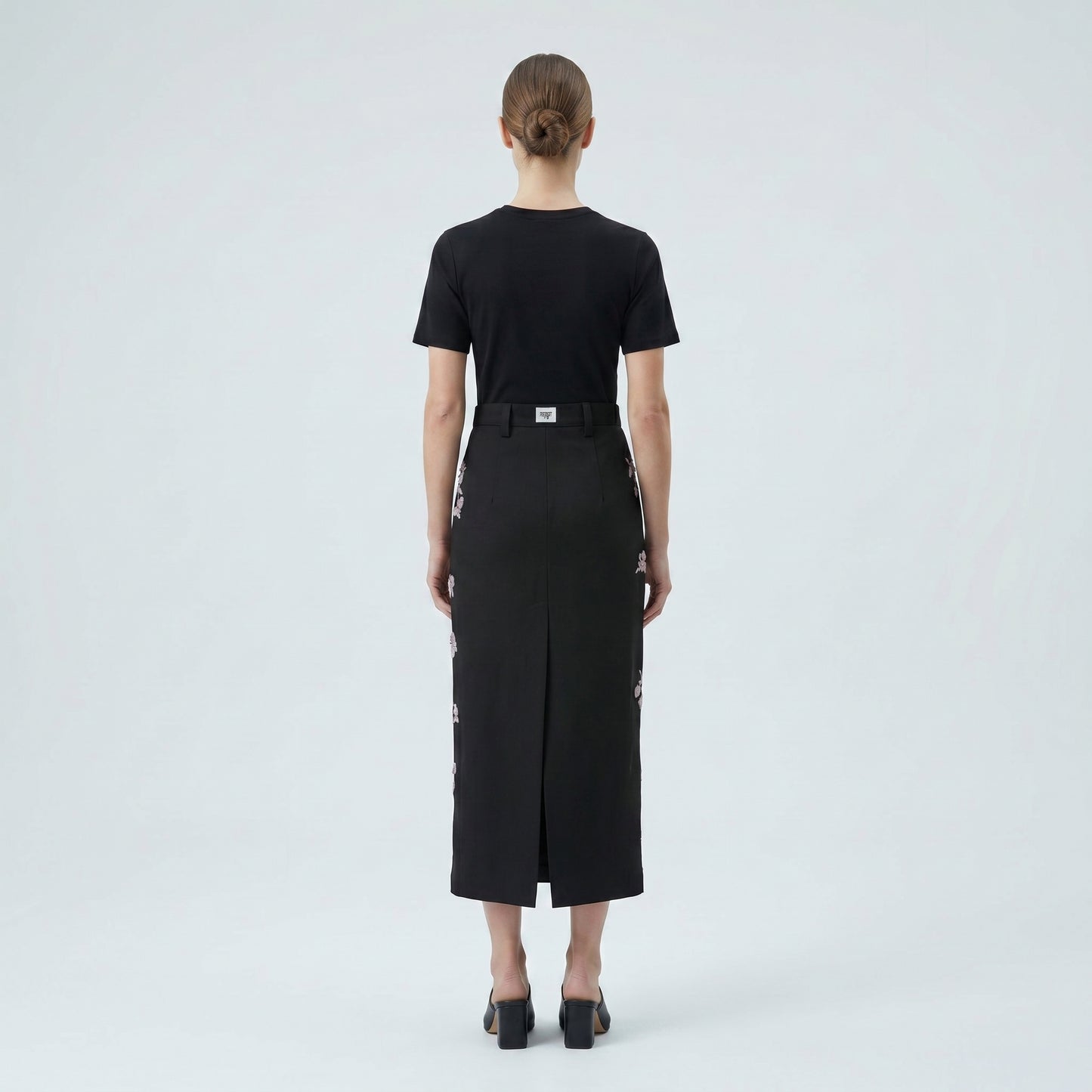 Floral Embroidered Midi Skirt