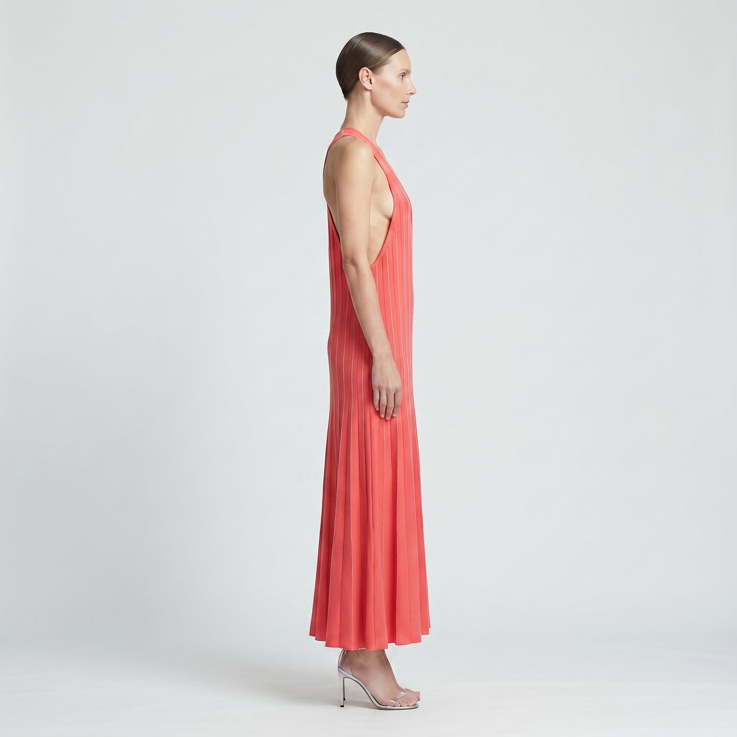 Coral Ribbed Knit Dress