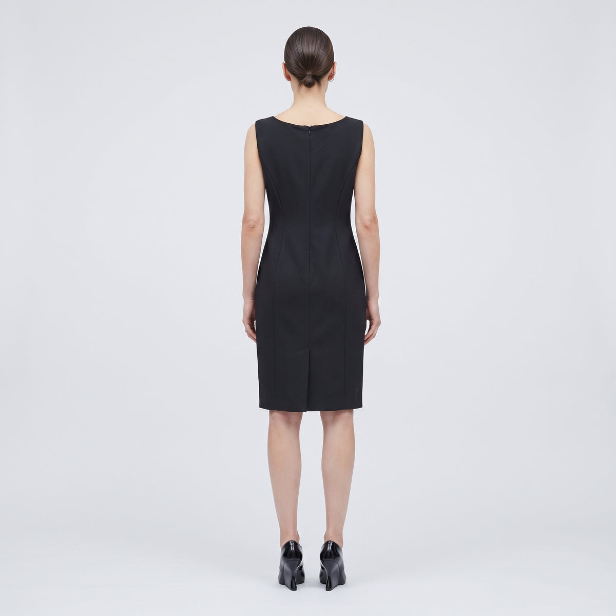 Tailored V-Neck Black Dress