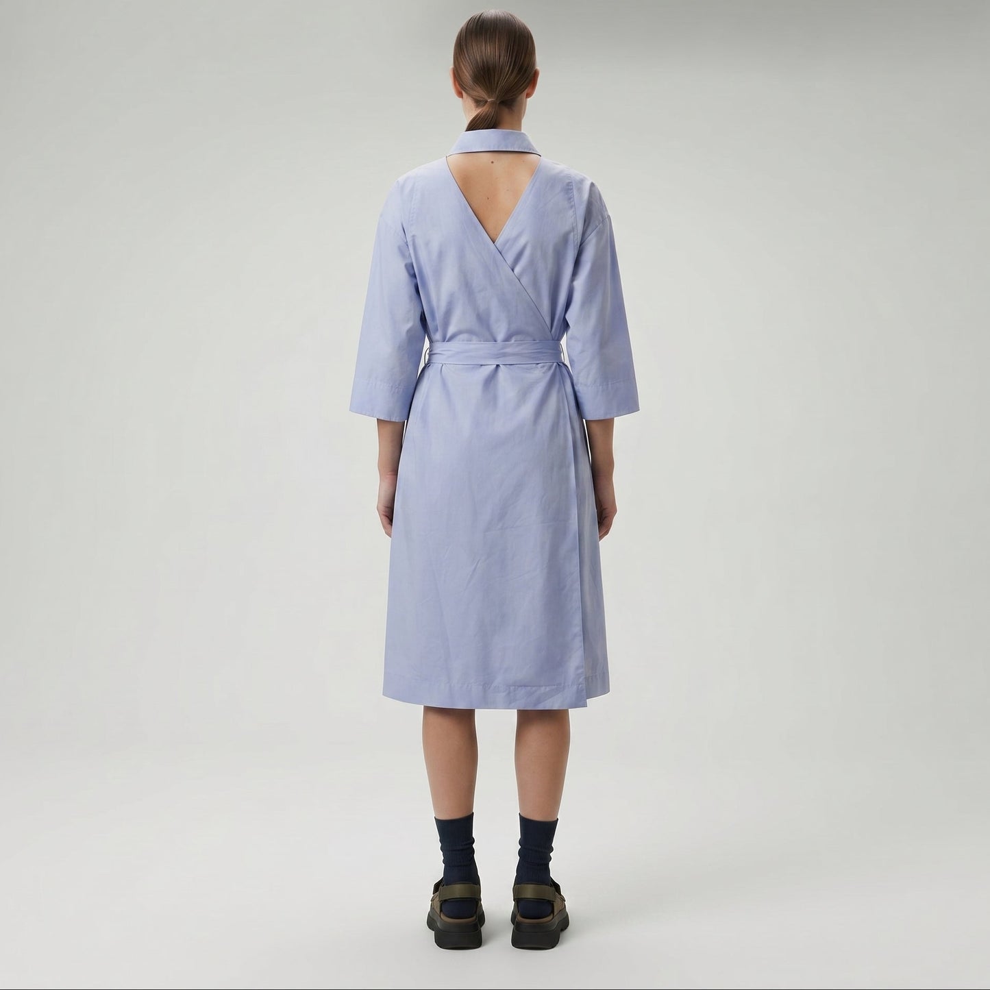 Checkered Panel Tie-Waist Dress