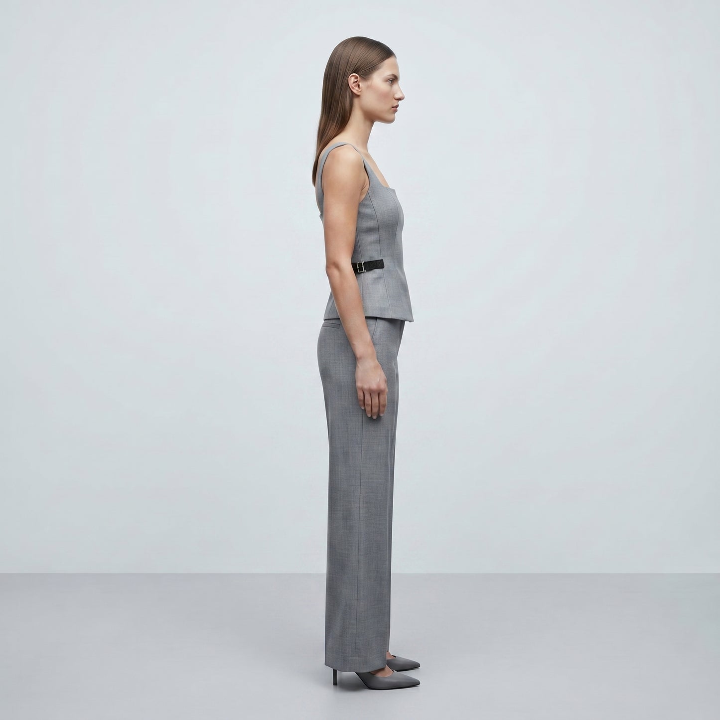 Tailored Grey Buckle Vest