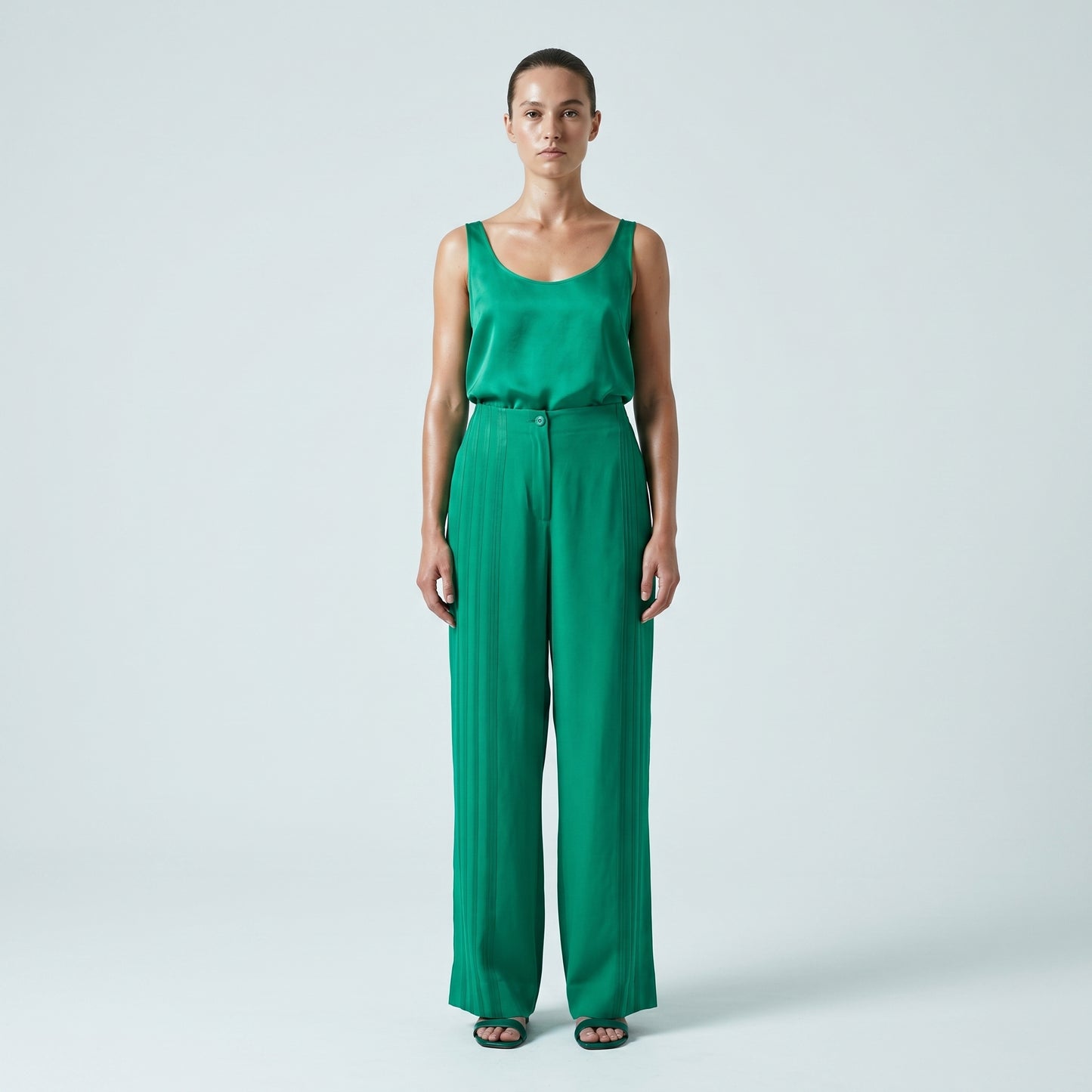 Tailored Emerald Pleated Trousers