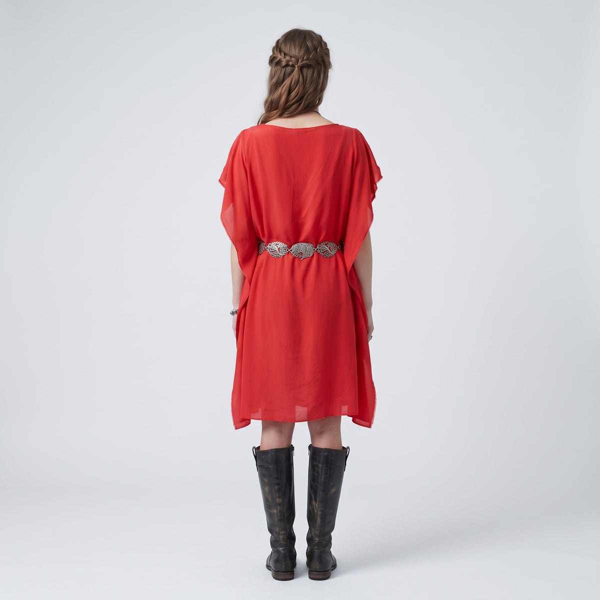 Draped Cowl Neck Red Dress