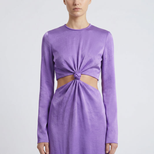 Knot-Front Long Sleeve Dress