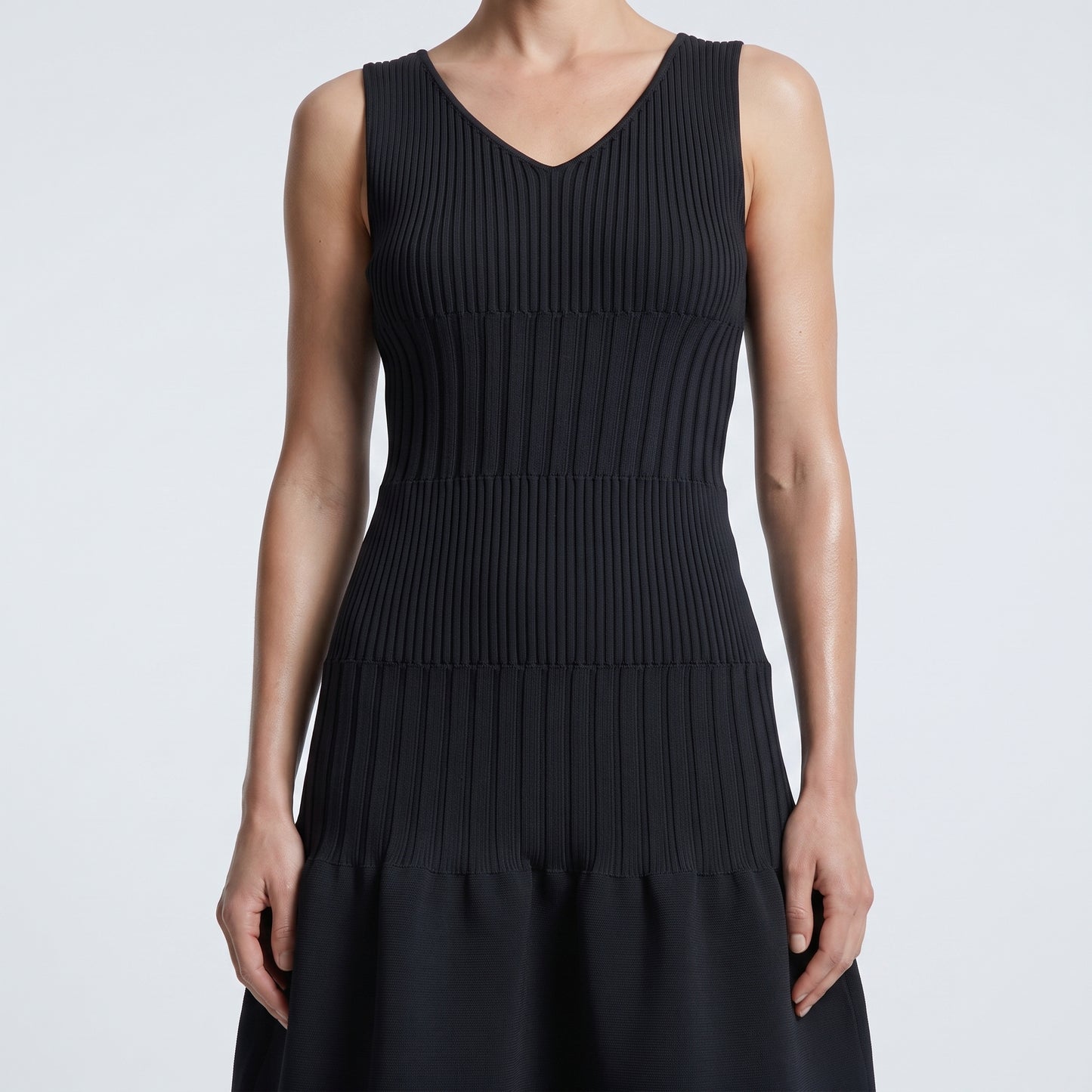Sleeveless Ribbed Flared Mini Dress