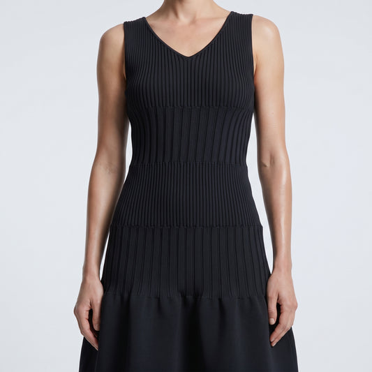 Sleeveless Ribbed Flared Mini Dress