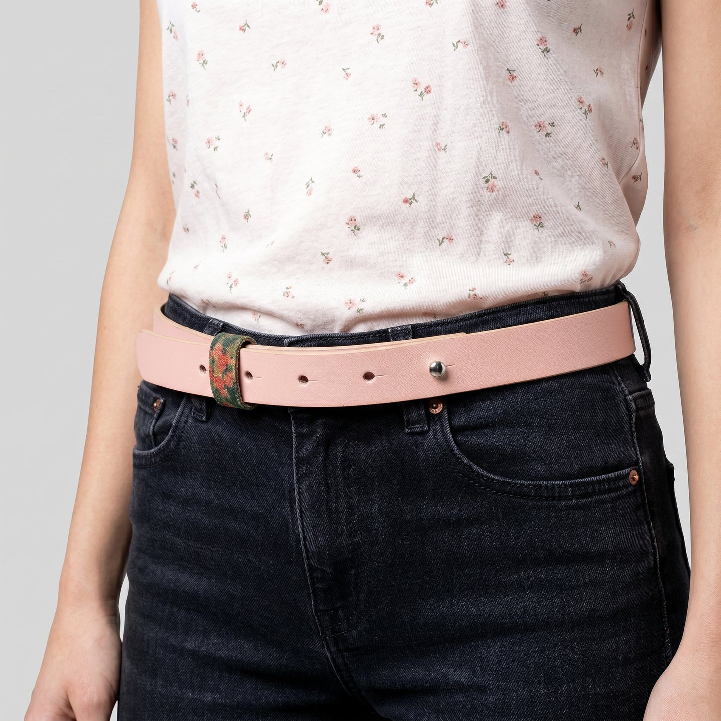 Tan Leather Stud Closure Belt