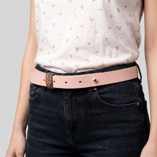 Tan Leather Stud Closure Belt