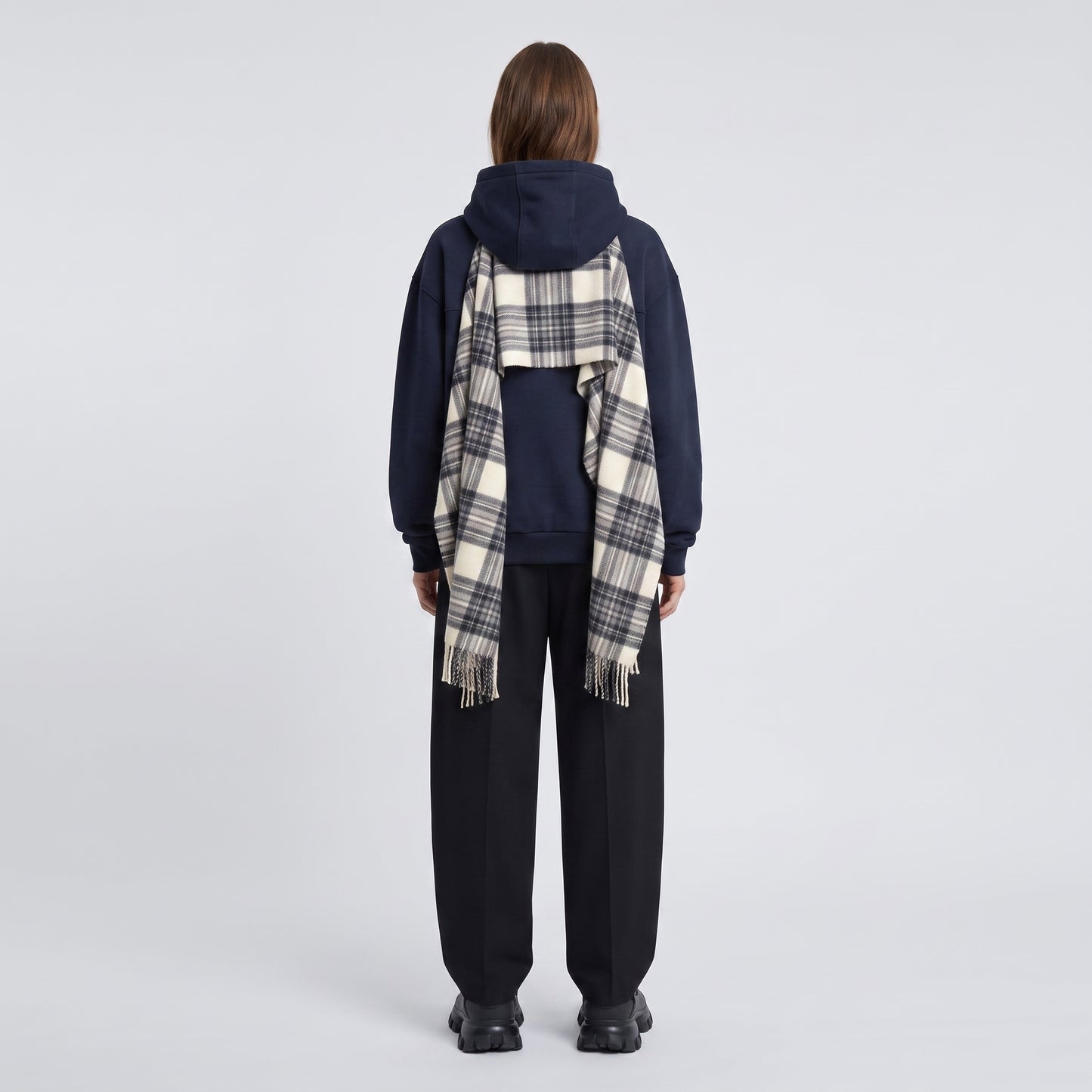 Plaid Accent Cotton Hoodie