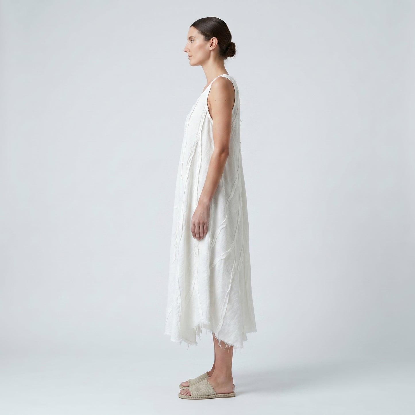 Raw Edge Linen Swing Dress