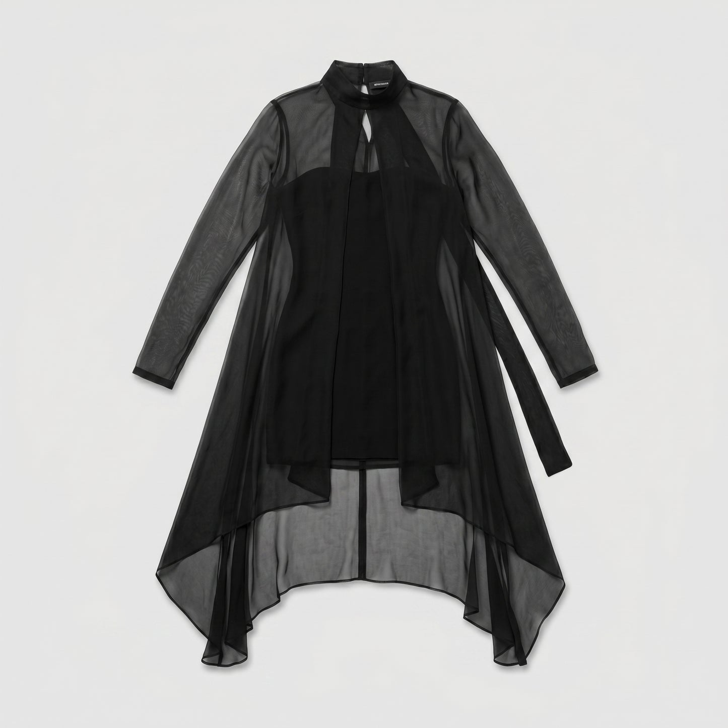 Asymmetric Sheer Mock Neck Top