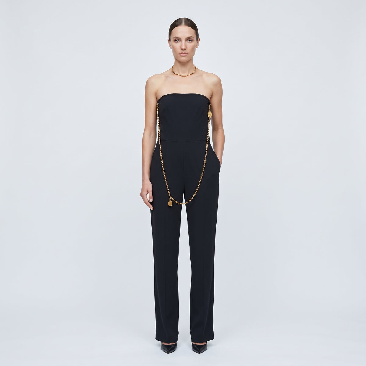 Strapless Chain Detail Jumpsuit