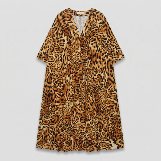 Leopard Print V-Neck Dress
