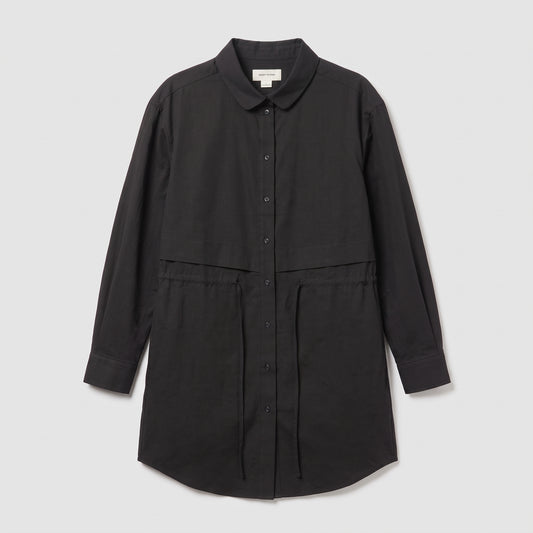 Black Cotton Drawstring Shirt