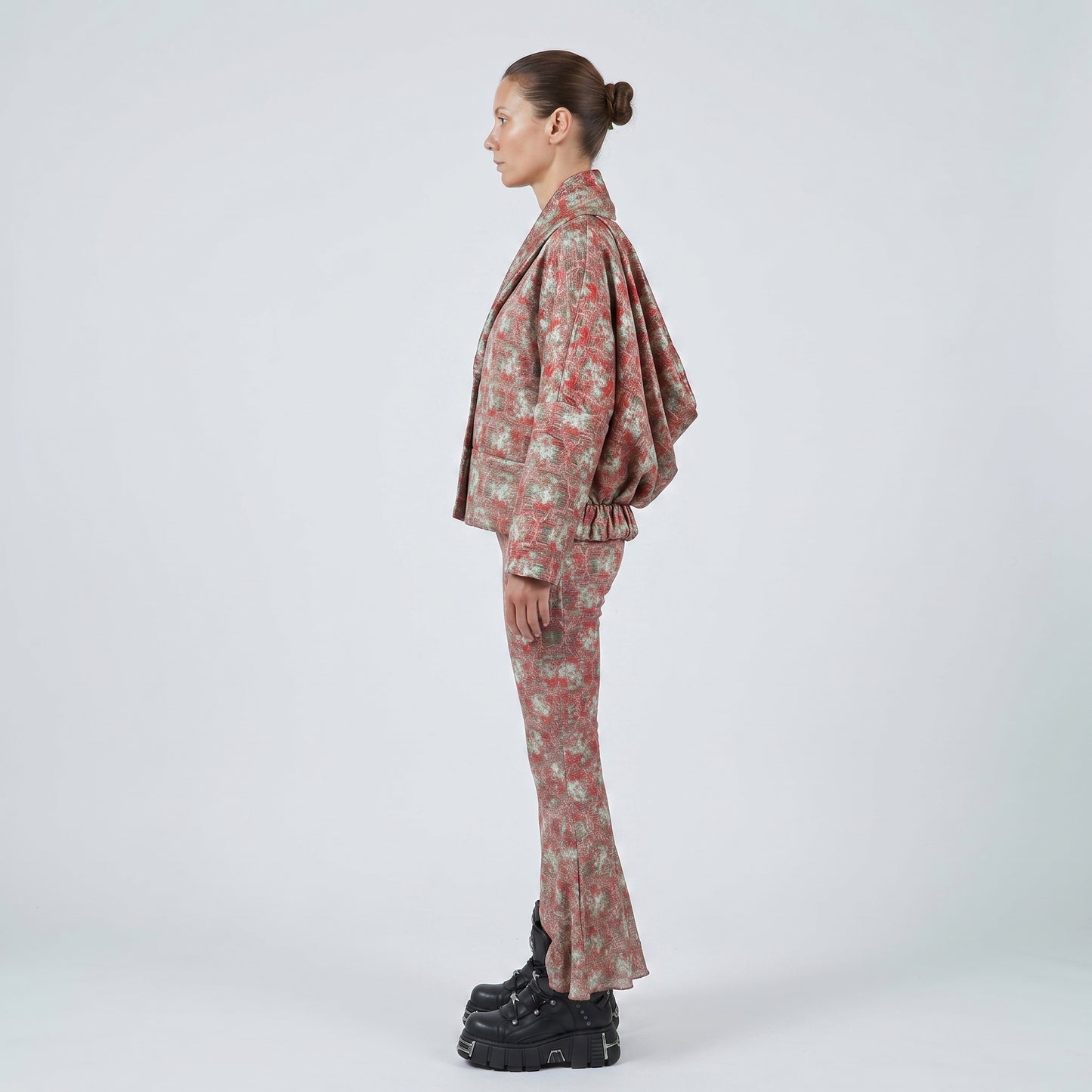 Patterned Cropped Jacquard Jacket