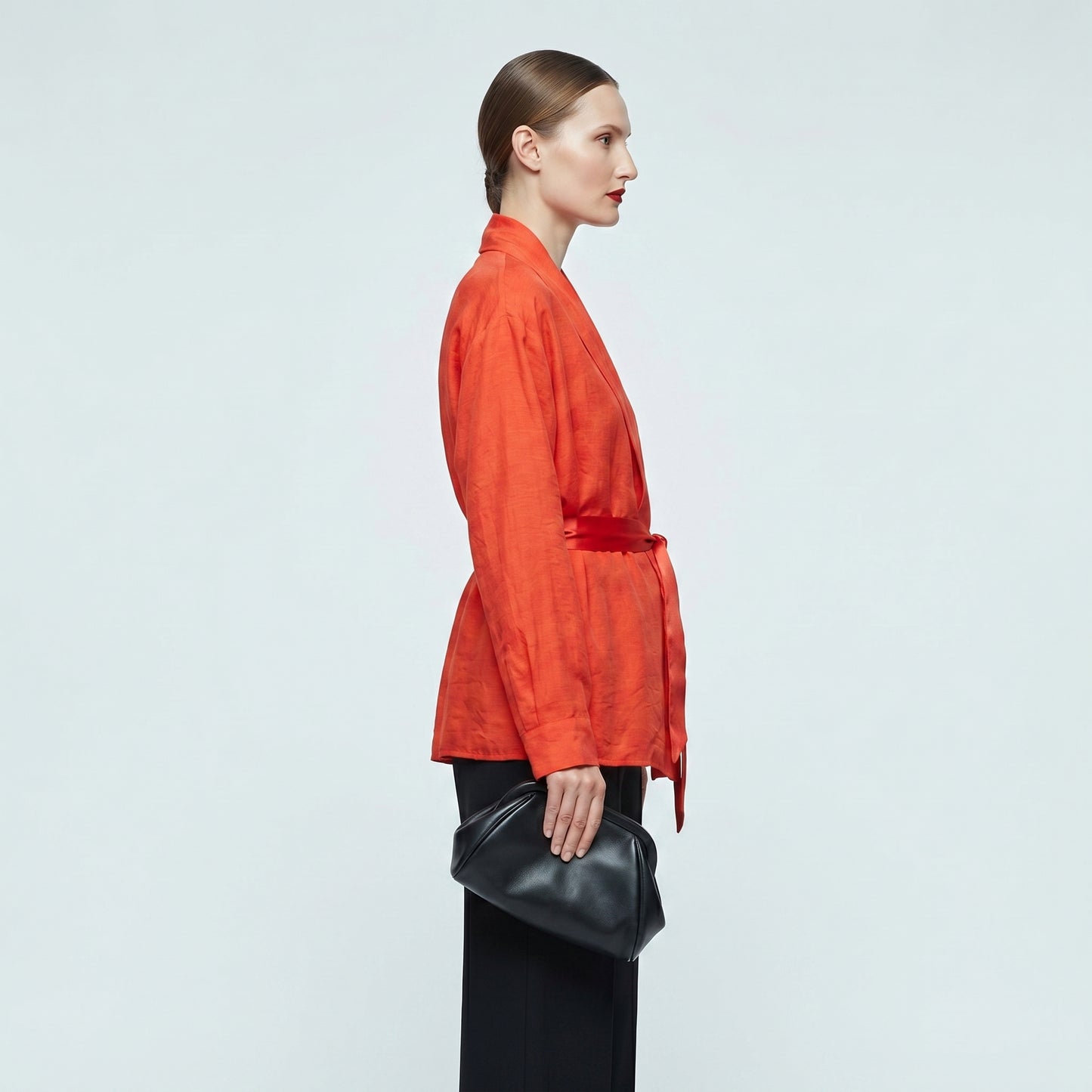 Vibrant Orange Kimono Wrap Top