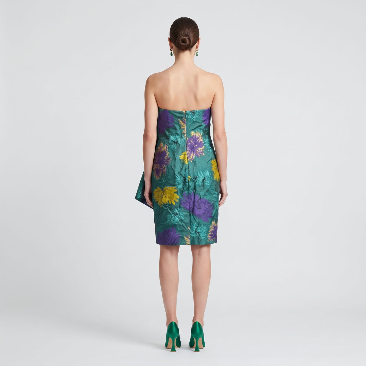 Floral Strapless Brocade Mini Dress
