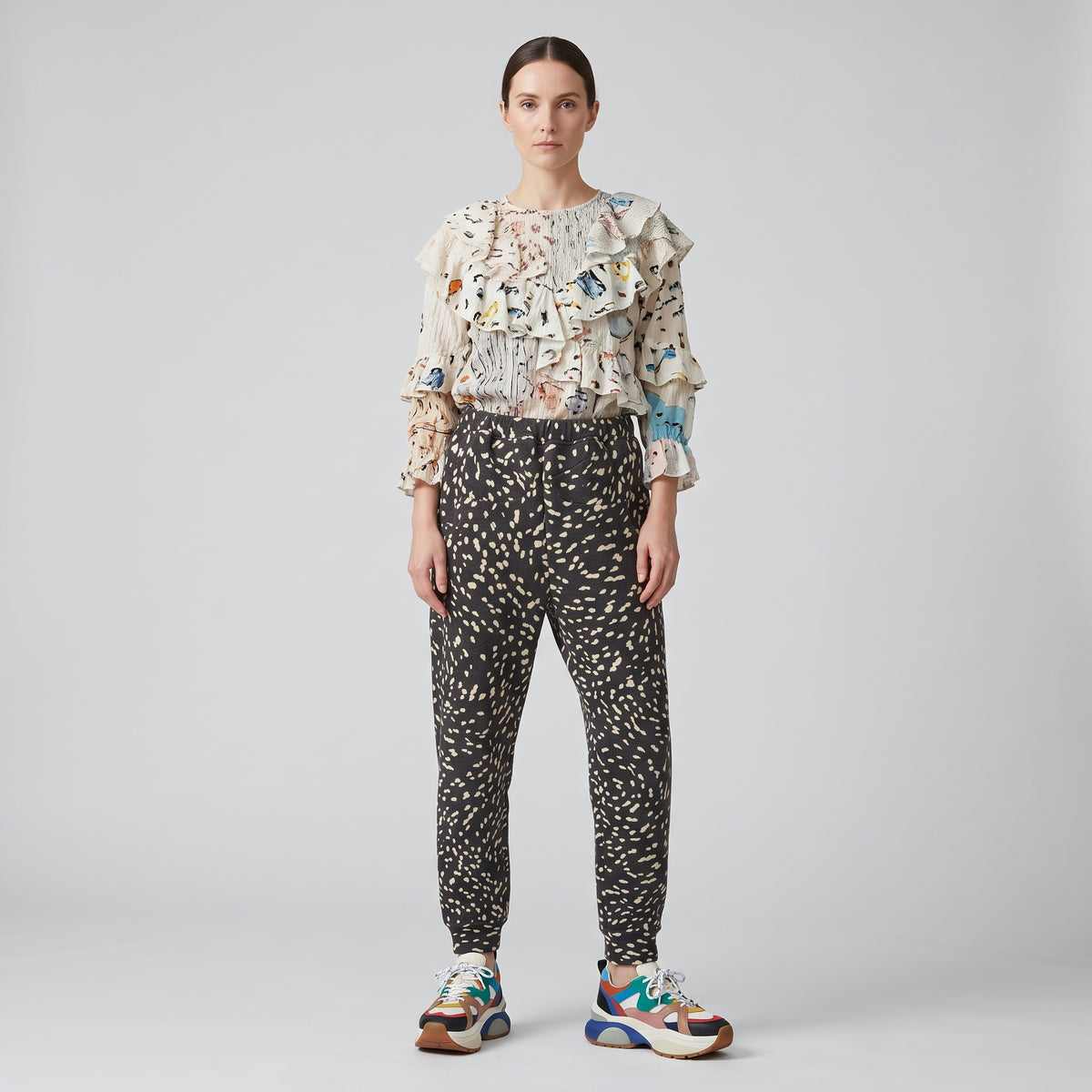 Abstract Print Cotton Joggers