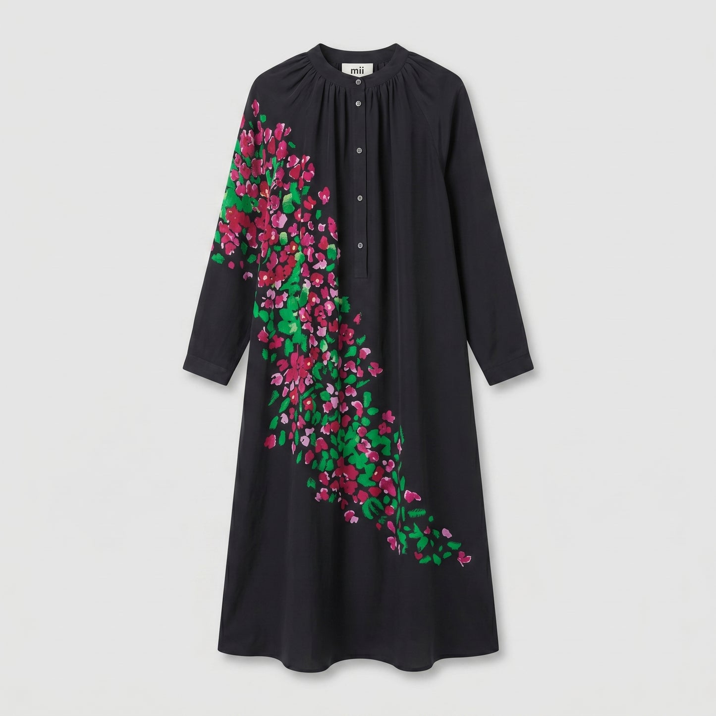 Floral Print Buttoned Midi Dress