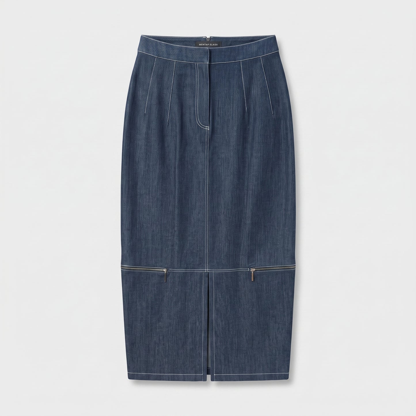 Structured Denim Midi Skirt