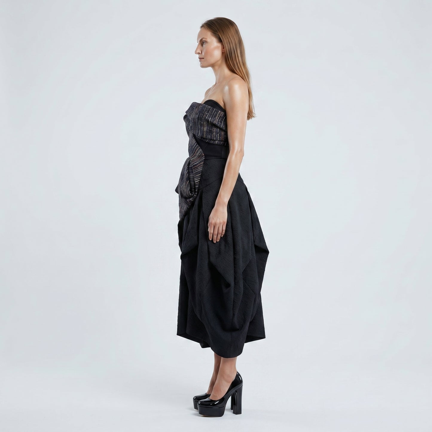 Draped Tweed Structured Corset