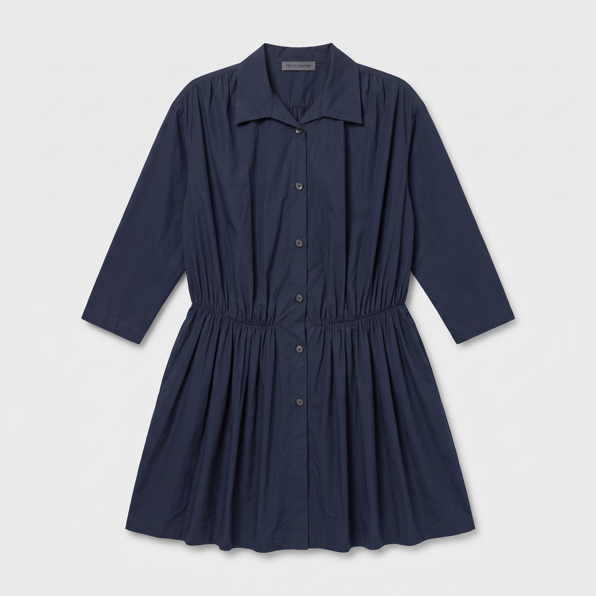 Gathered Waist Button Down Dress
