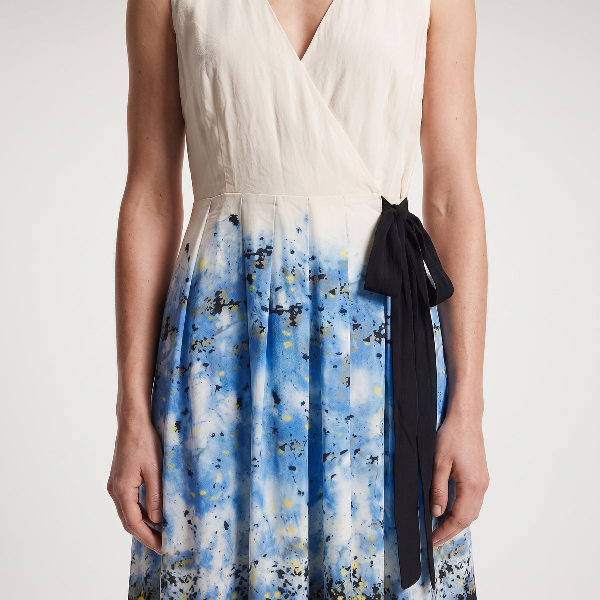Sleeveless Floral Wrap Midi Dress
