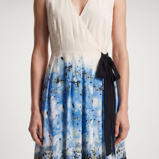 Sleeveless Floral Wrap Midi Dress