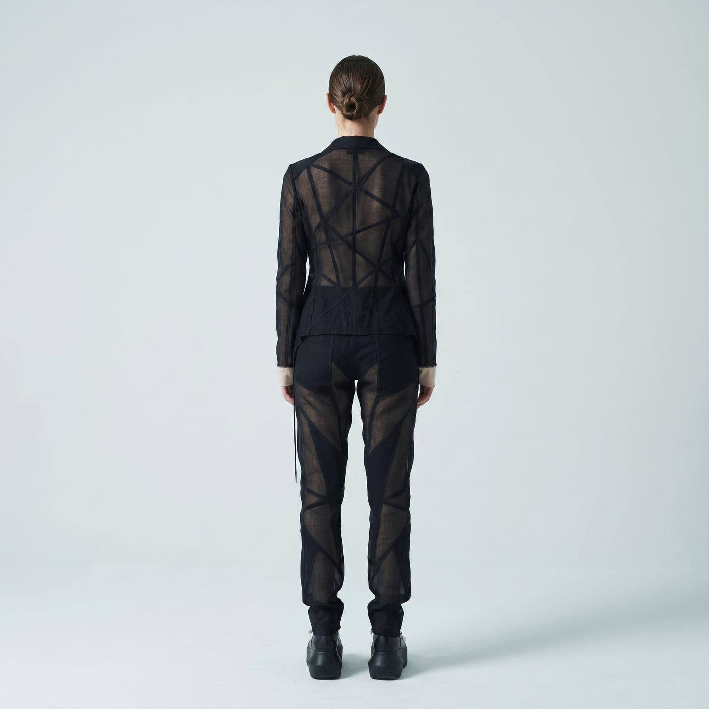 Sheer Geometric Panelled Blazer
