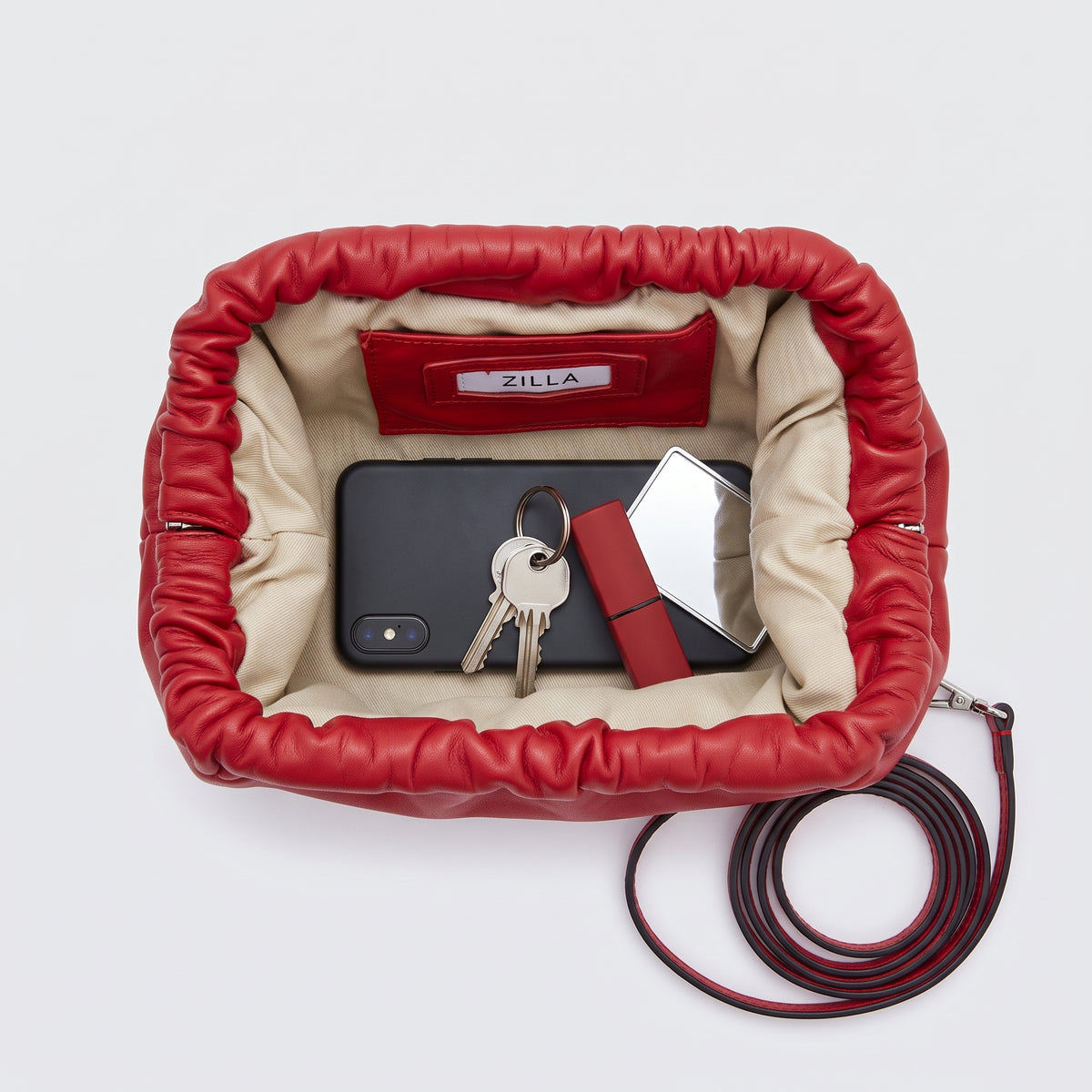 Ruched Leather Clutch Bag
