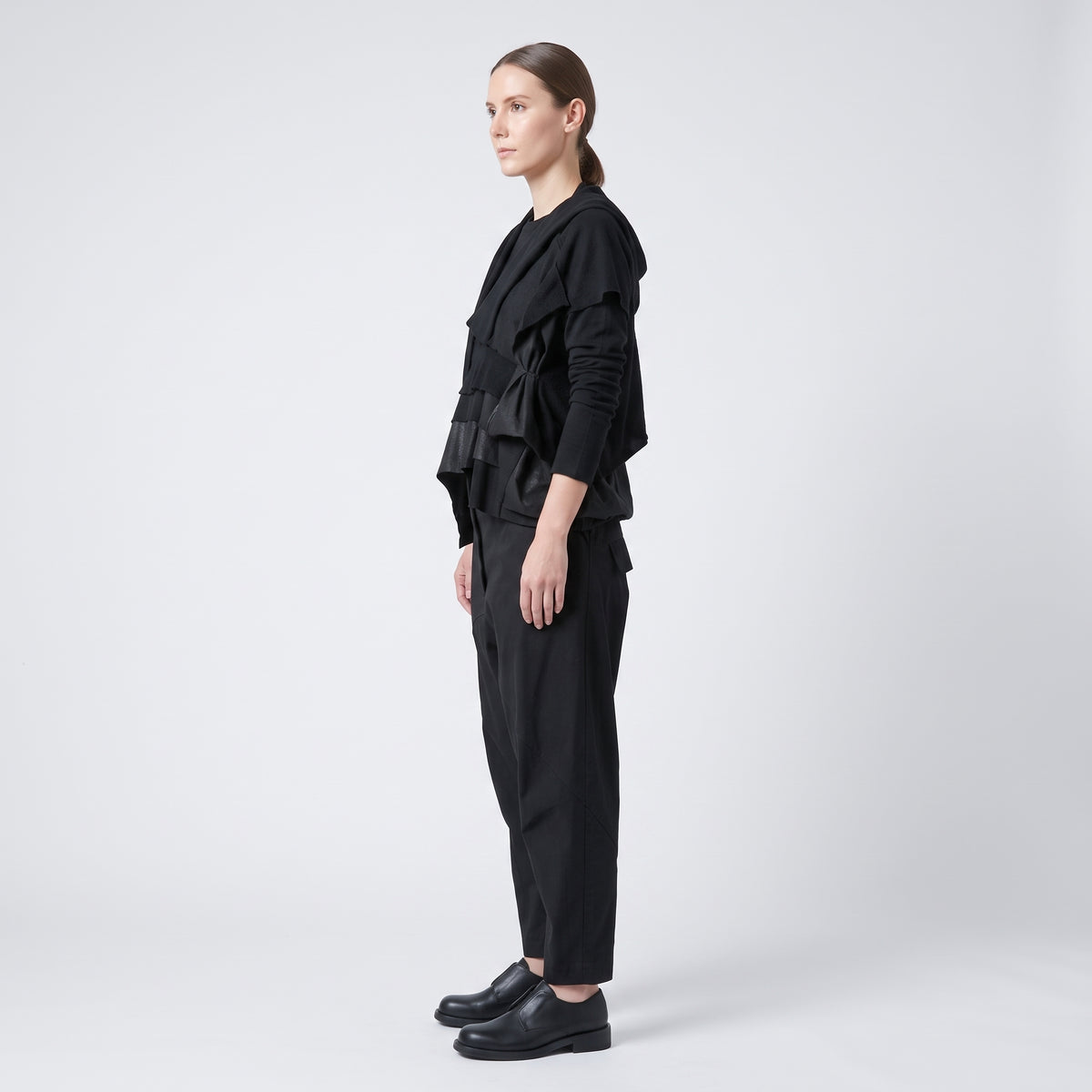 Black Structured Drop-Crotch Trousers