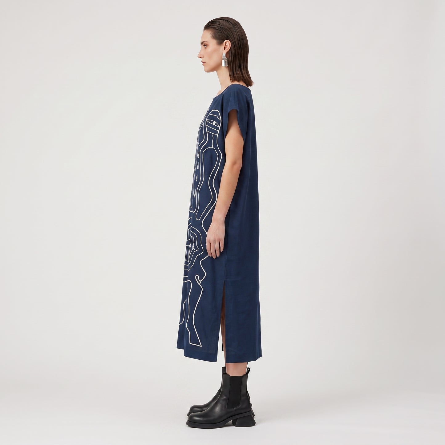 Graphic Embroidered Navy Tunic