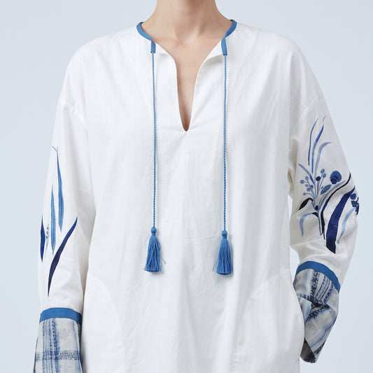 Embroidered Tassel Kaftan Dress