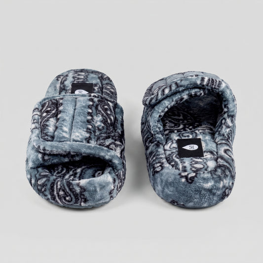 Plush Paisley Velcro Slippers