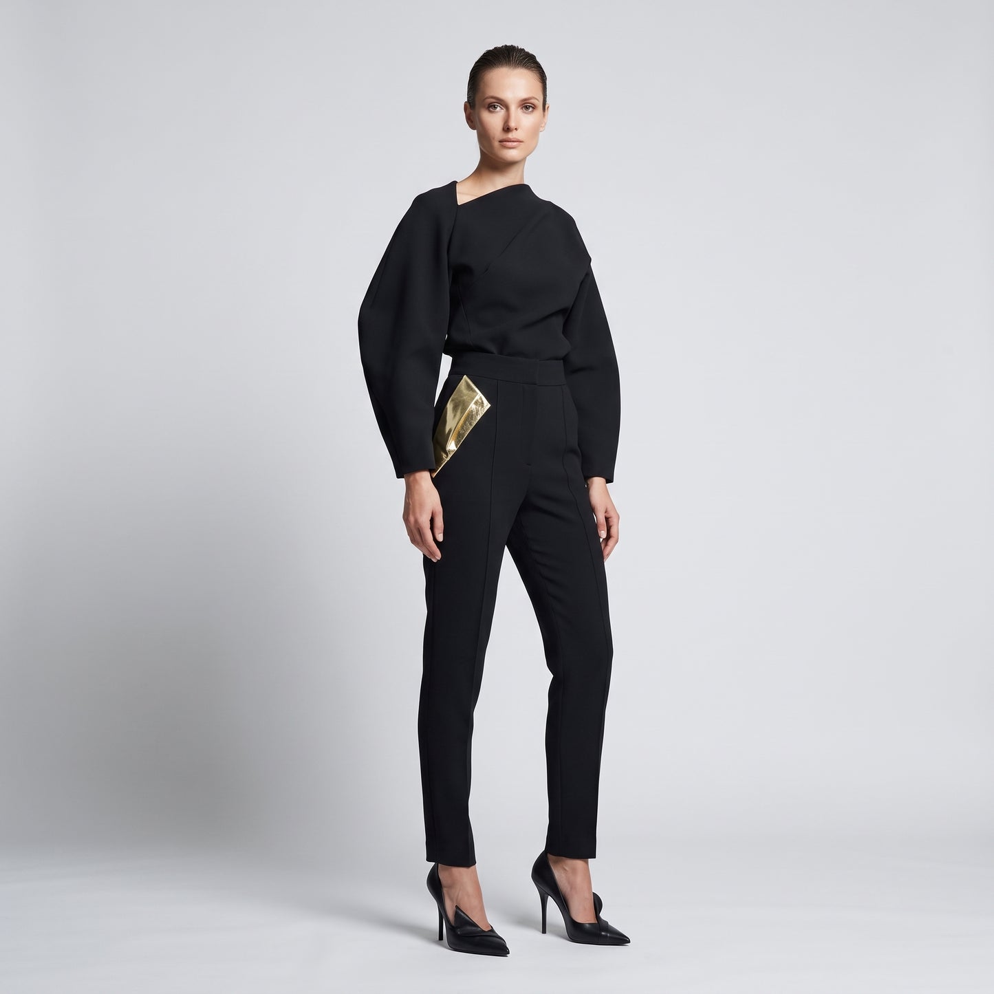 Metallic Detail Tailored Trousers