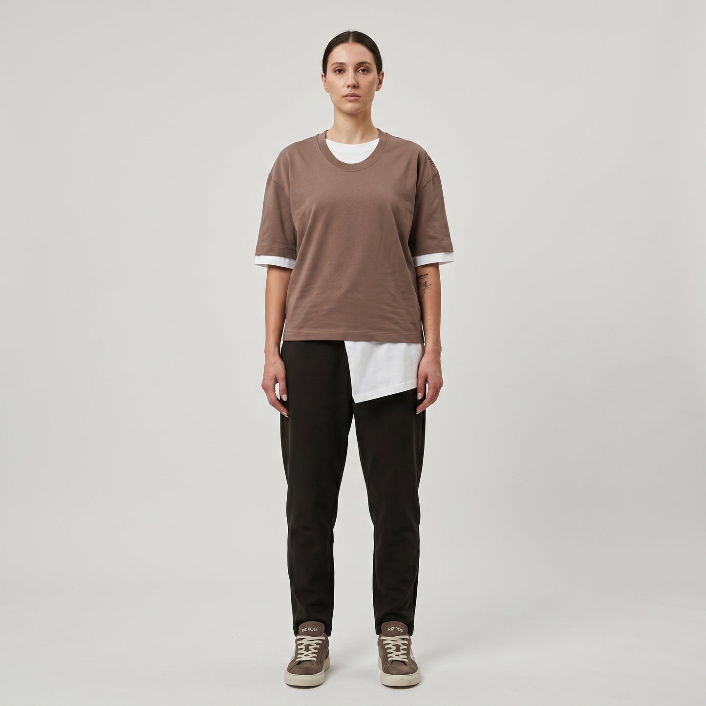 Layered Asymmetric Crewneck T-Shirt