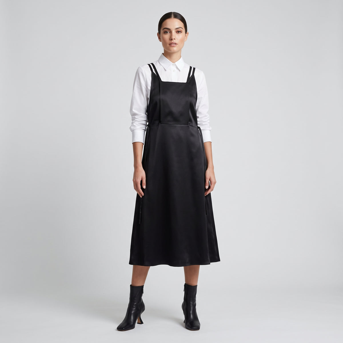 Satin Double Strap Midi Dress