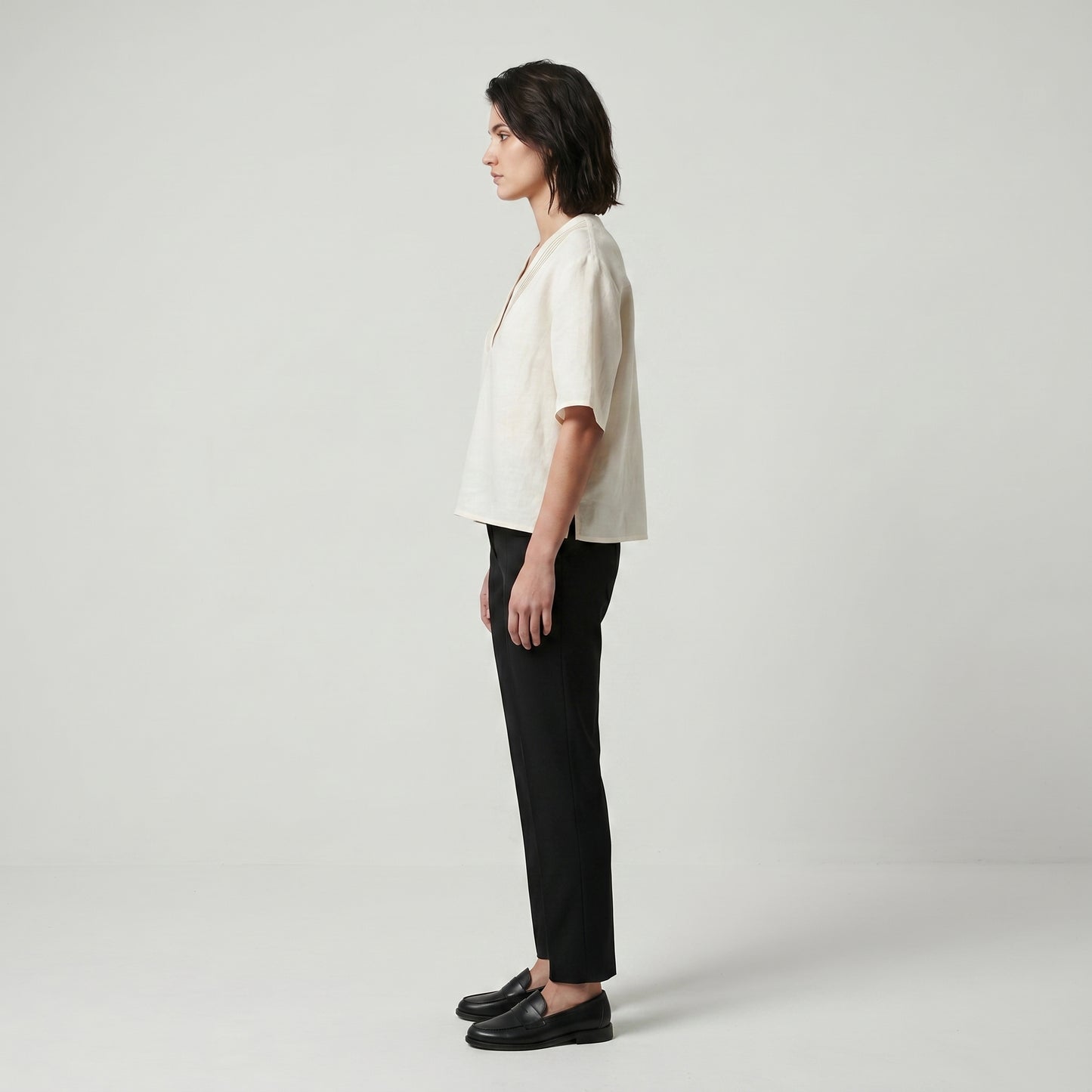 Minimalist Linen V-Neck Top