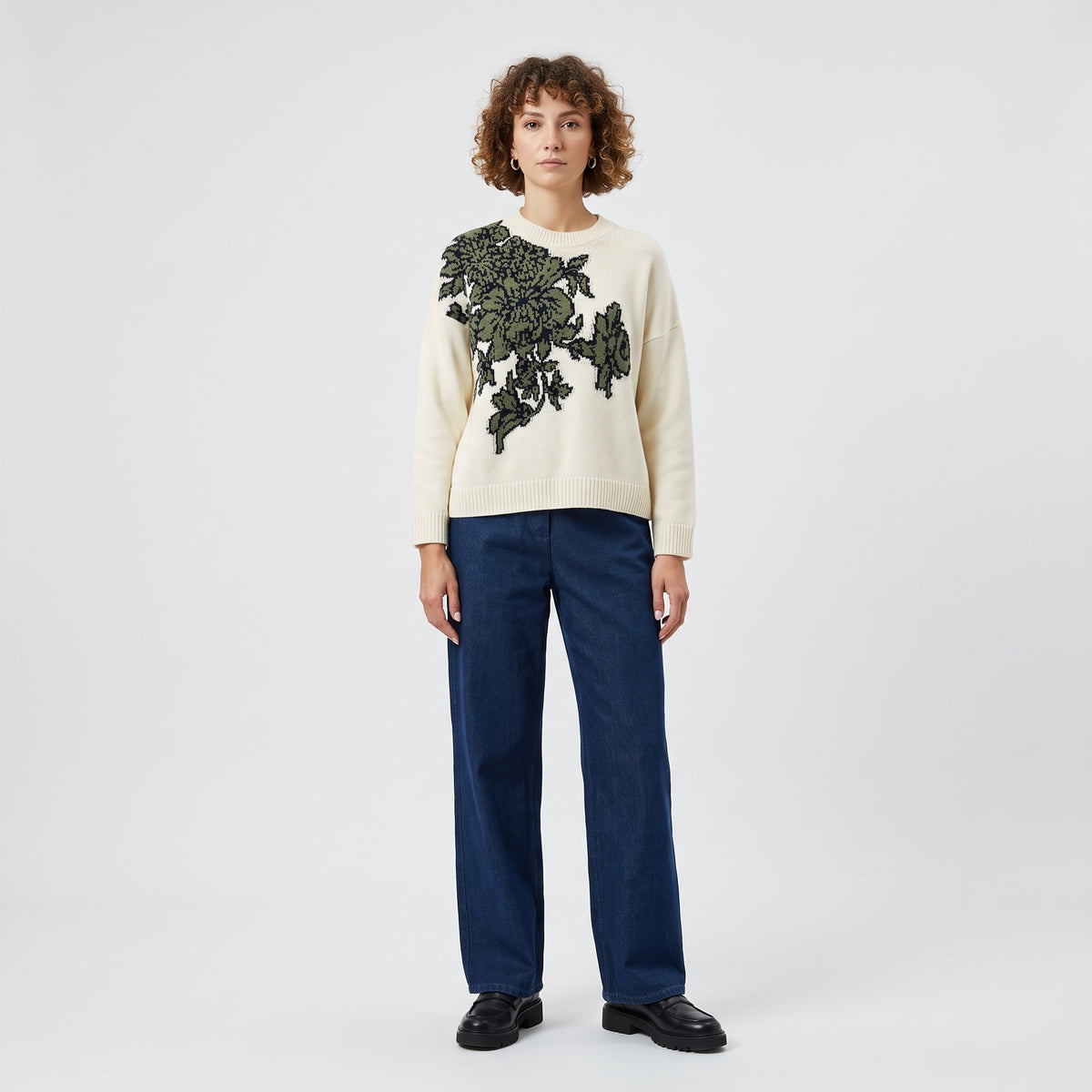 Floral Intarsia Knit Sweater