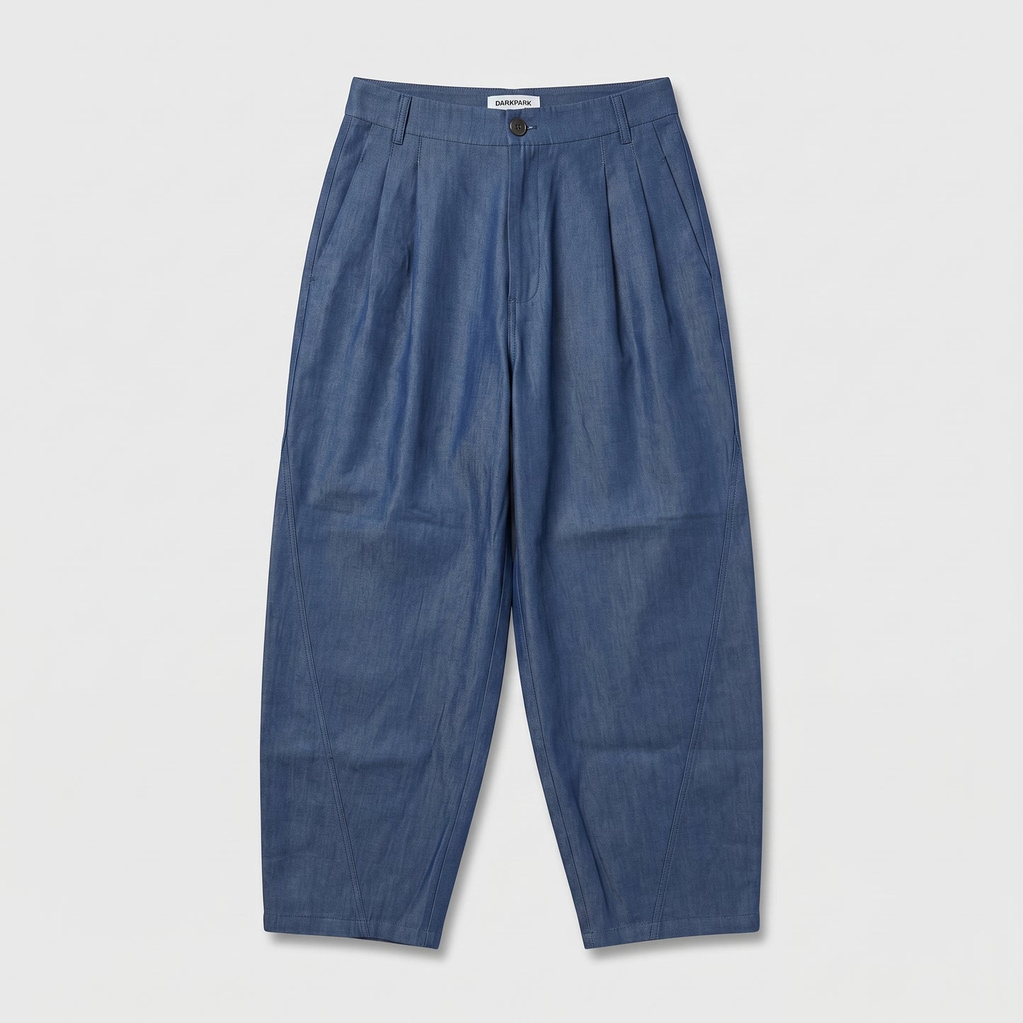 Pleated High-Waisted Denim Trousers