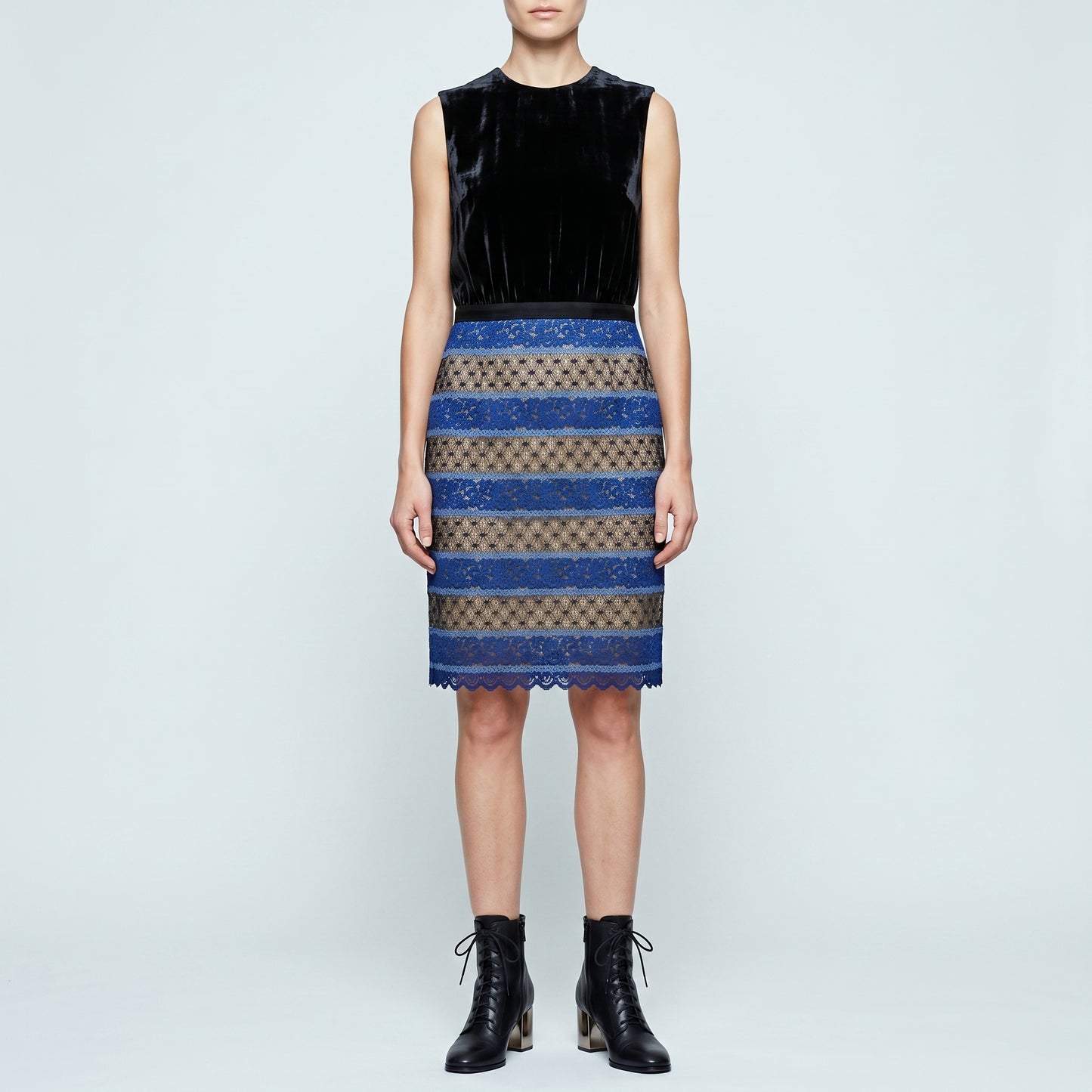 Velvet and Lace Sheath Dress