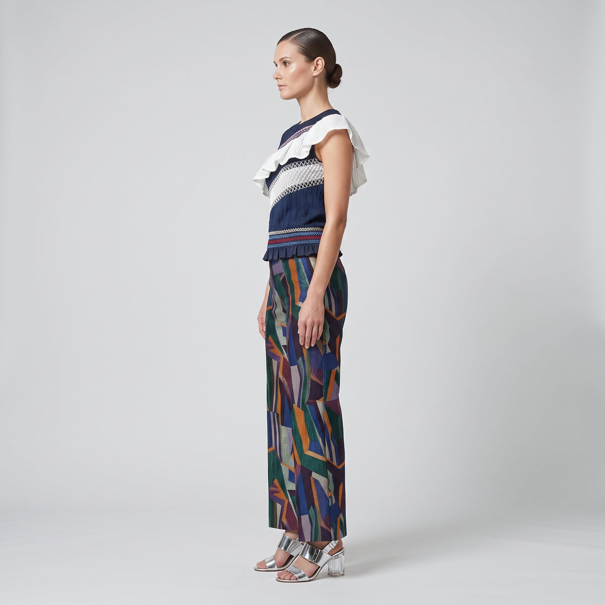 Asymmetric Ruffled Textural Top
