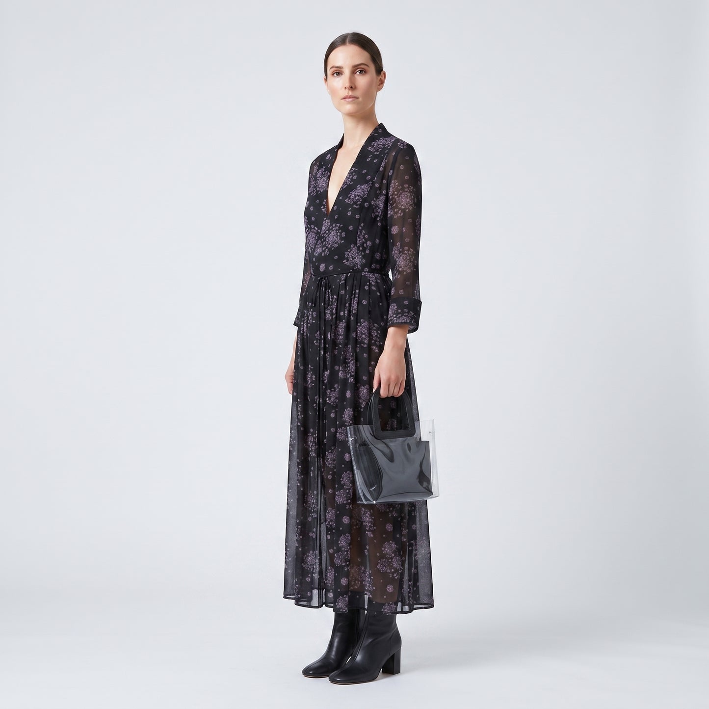 Floral Print Sheer Midi Dress