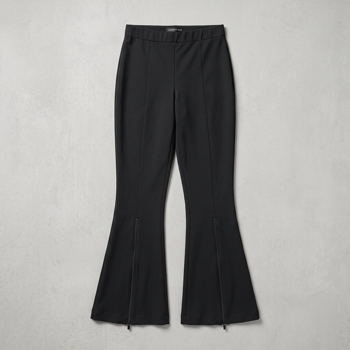 Black Zip Hem Flare Trousers