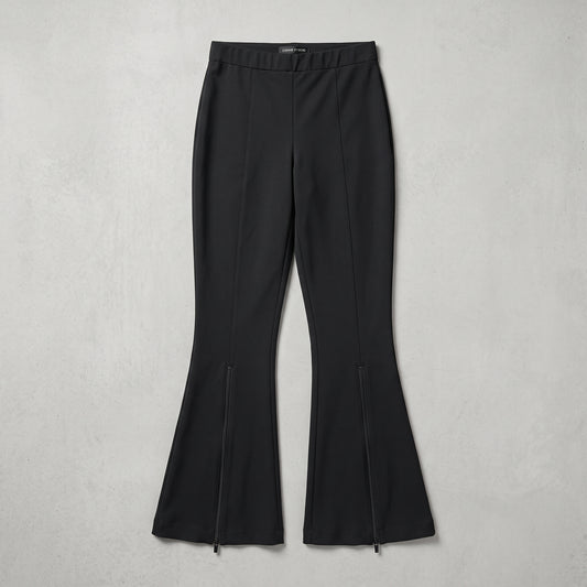 Black Zip Hem Flare Trousers