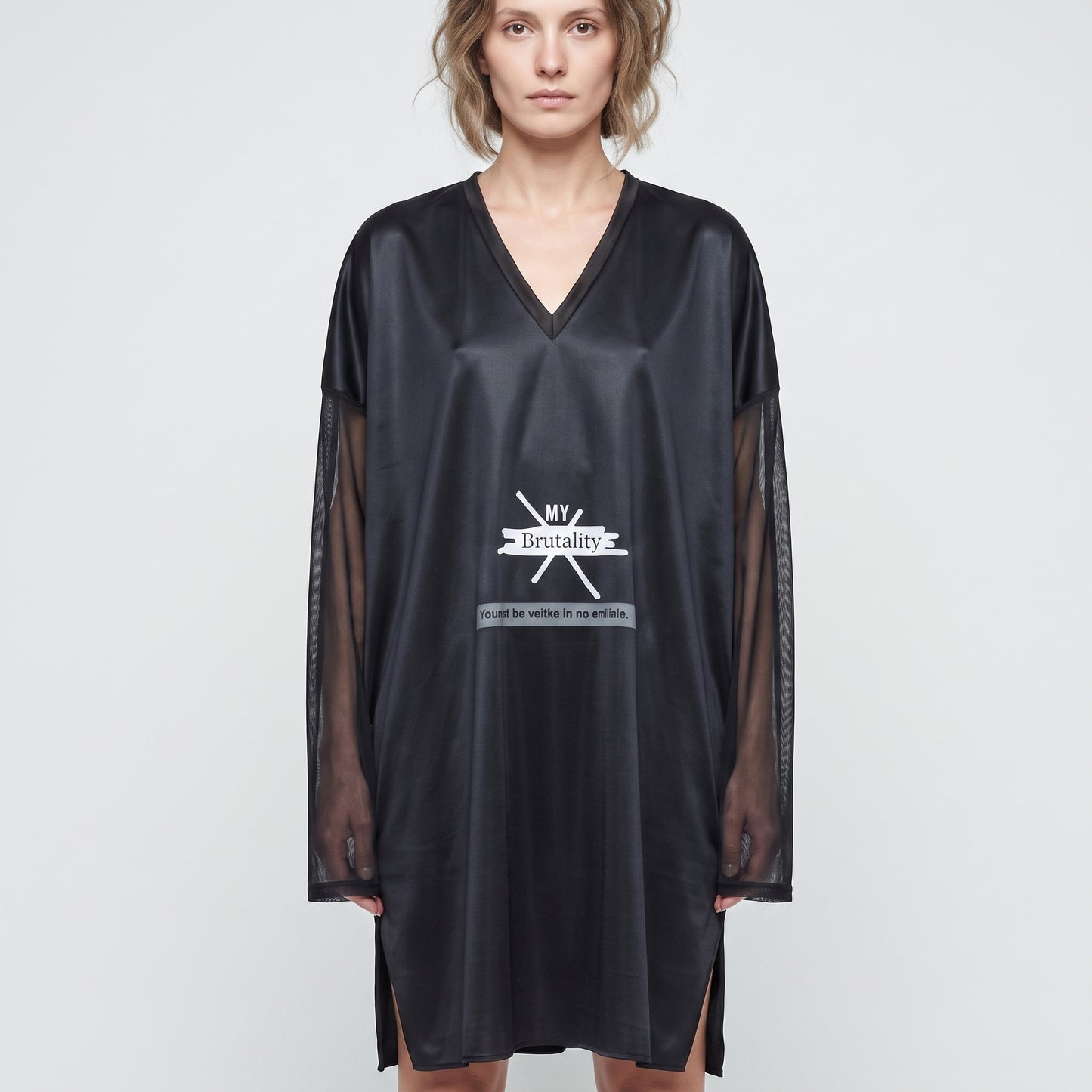 Graphic Mesh V-Neck Tunic