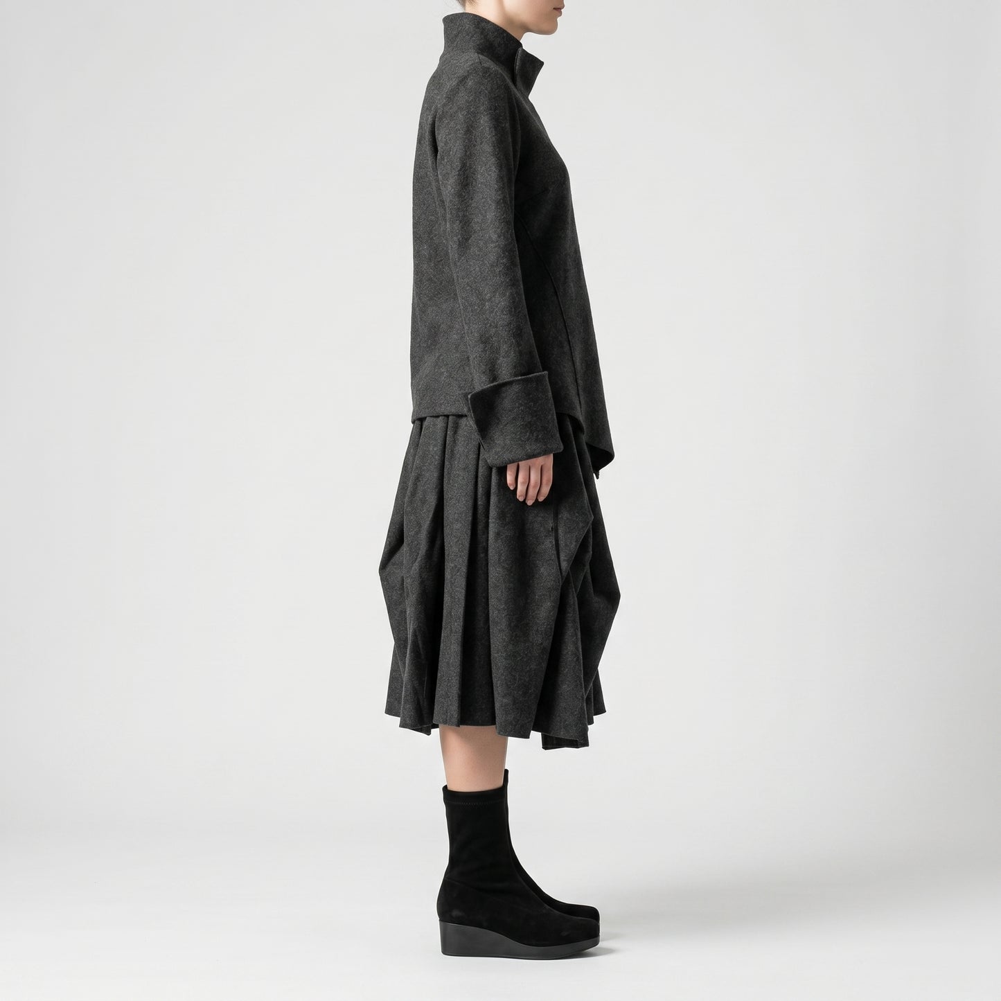 Sleek Black Suede Platform Boots