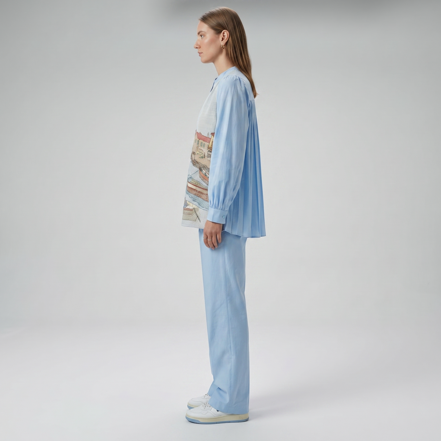 Embroidered Coastal Scene Blouse