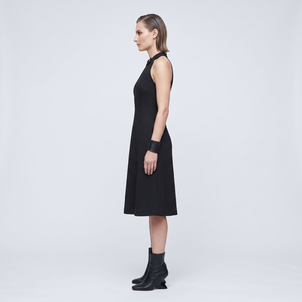 Textured Sleeveless Structured Mini Dress