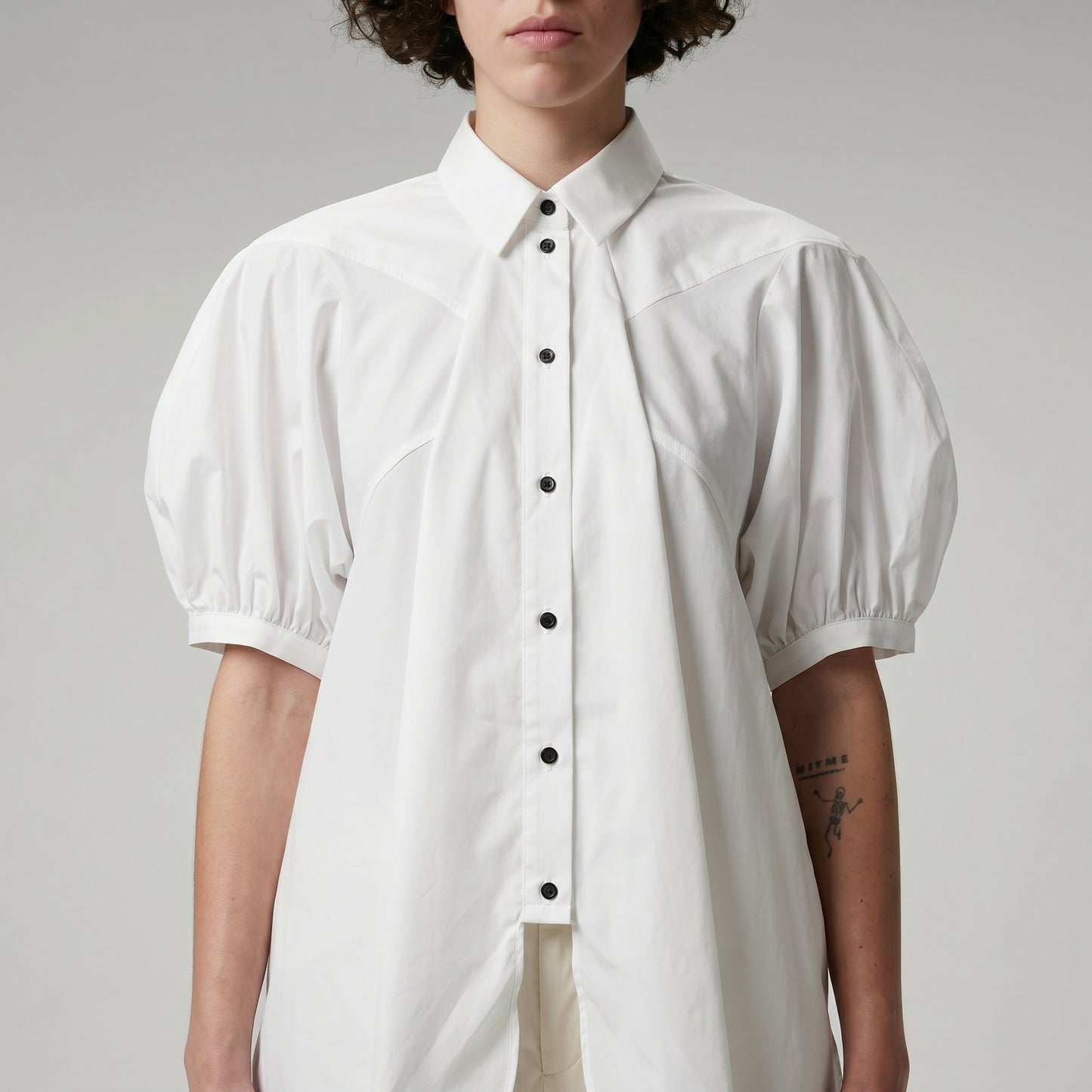 Sculptural Puff Sleeve Cotton Shirt